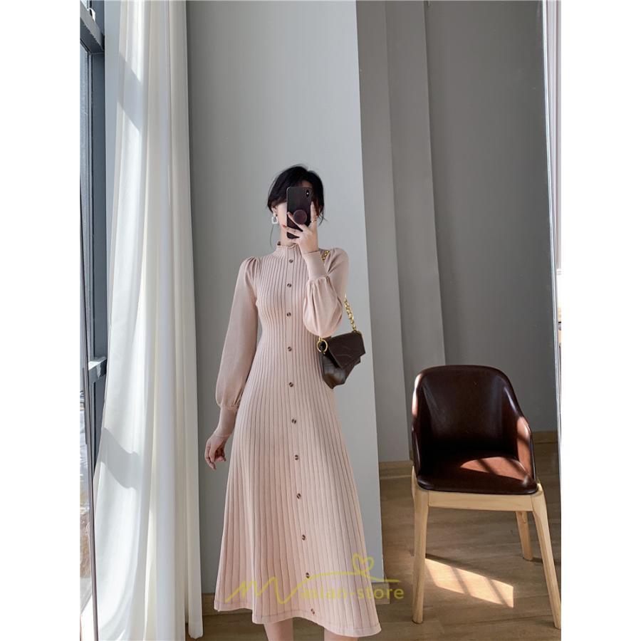 ニットワンピース | ロングワンピース ワンピース レディース ロング丈 秋 冬 ハイネック 長袖 体型カバー 秋冬 上品 OL 50代 30代 40代 通勤