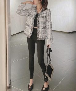 ジャケット・ブルゾン | ツイード風 ジャケット レディース韓国風