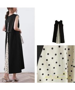 マキシ | ワンピース レディース マキシワンピース 可愛い 春夏 春 夏 きれいめ ゆったり ロングワンピース ノースリーブ 切り替え フェイク 50代 40代 30代