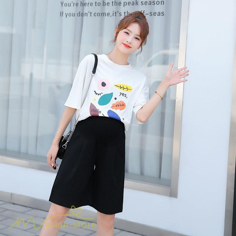 パンツ レギンス | ハーフパンツ ワイドパンツ マタニティパンツ ゆったり おしゃれ 上品 大きいサイズ 上品 マタニティウェア ポケット付き ウエスト調整 サマー 妊婦服 ママ