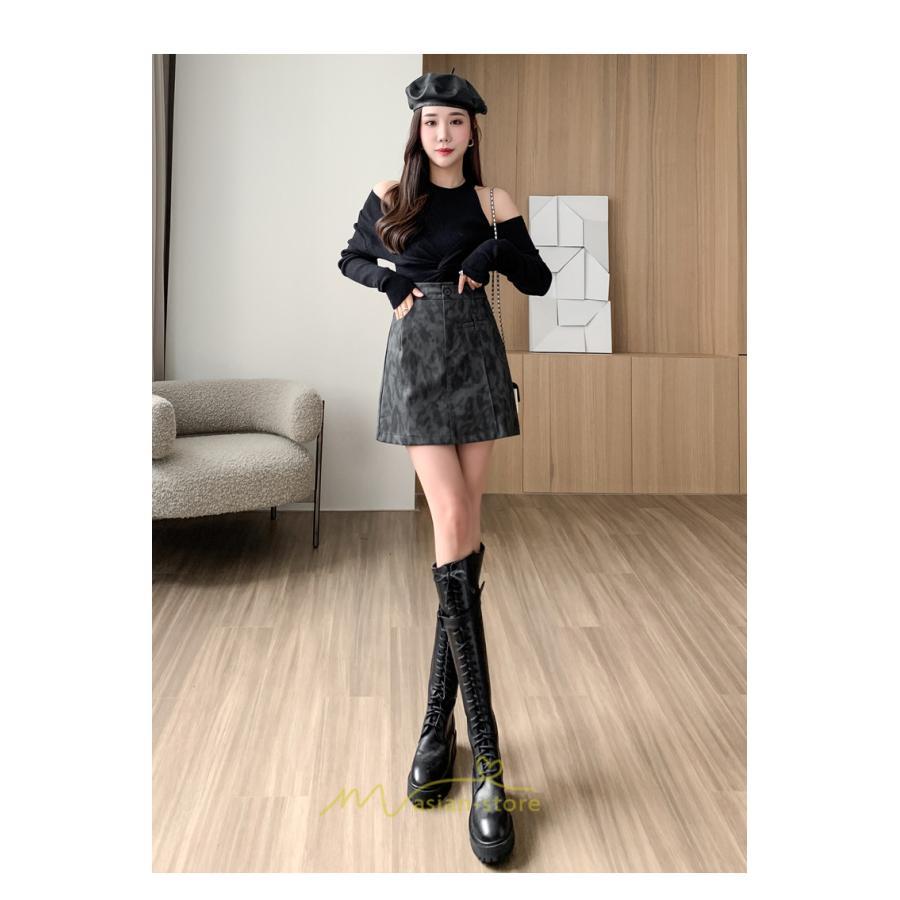スカート | ミニレザーレディース タイト 秋 冬 ヒョウ柄 Aライン ハイウエスト おしゃれ 新作 可愛い フェイクレザー 着痩せ オシャレ