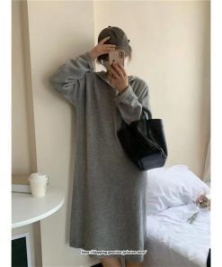 マキシ | ワンピース 秋 秋服 ニット レディース タートルネック 長袖 ニットワンピース ケーブル編み ゆったりタートル