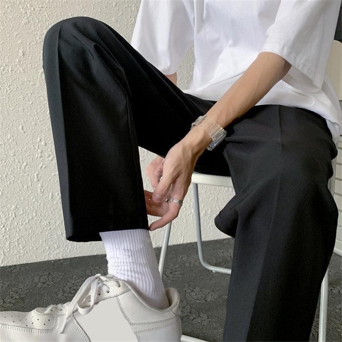 チノパン | パンツ メンズ ウエストゴム ロングパンツ 無地 シンプル カジュアルパンツ おしゃれ 夏新作 9分丈 テーパードパンツ サマーパンツ ビジネス お出かけ 仕事