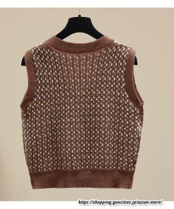 ベスト | ニットレディース トップス Vネック タンクトップ ノースリーブ 袖なし インナー ニット 女ニット 20代30代 重ね着風 レイヤード風 セーター