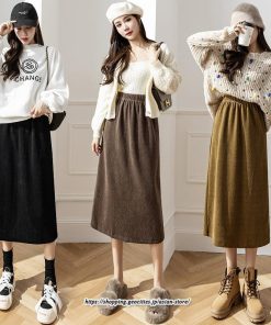 スカート | ロングロング丈 ミモレ丈 ミモレ ウエストゴム 秋 冬 秋冬 あったか コットン カジュアル Aライン 着痩せ スリット キレイめ 2022新作　