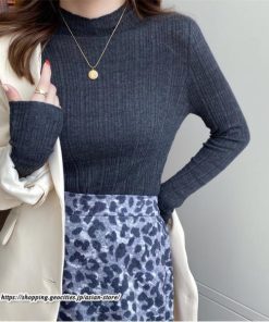 ニット・セーター | カットソー ニット レディース リブニット 長袖 秋冬 春 トップス スリム ストレッチ インナー 無地 プルオーバー 着痩せ 長袖ニット 通学通勤 長袖カットソー