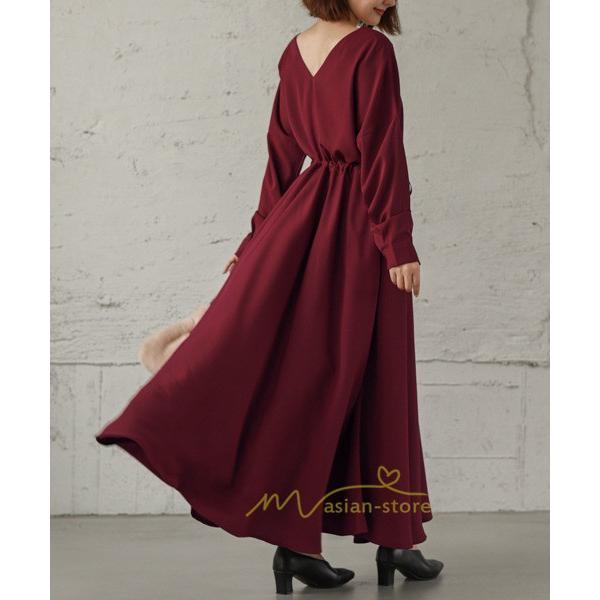 マキシ | 長袖ワンピース 秋物 レディース フレアワンピース ロングワンピース Aラインワンピース 30代40代 大人 揺れる ダンス 二次会 発表会 50代60代 お出かけ