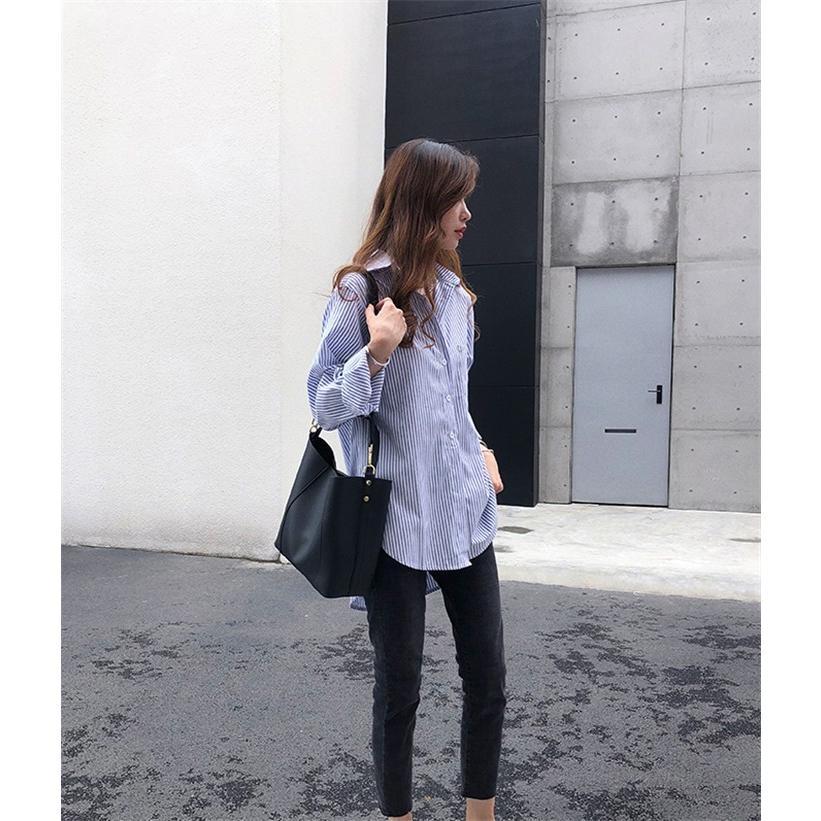 シャツ・ブラウス | レディースシャツ ロングシャツ 春物 長袖 夏服 羽織り ストライプ カジュアルシャツ スリム 大人 オフィス OL ブラウス シャツ トップス 体型カバー 可愛い