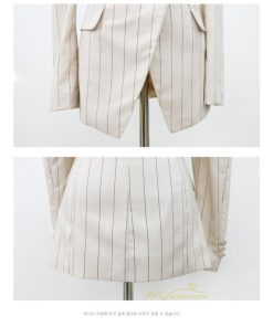 セットアップ | ワンピーススーツ セレモニー スーツ ママ オフィス 通勤用 フォーマル 長袖ジャケット+ノースリーブワンピース レディース 結婚式 ストライプ柄 2点セット