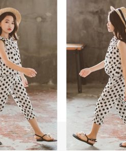 （子供）その他 | キッズ 半袖 キャミソール 女の子 袖なし 夏 子供服 セットアップ ドット柄 シフォン上下セット ベビー服 おしゃれ 洋服【ネコポ