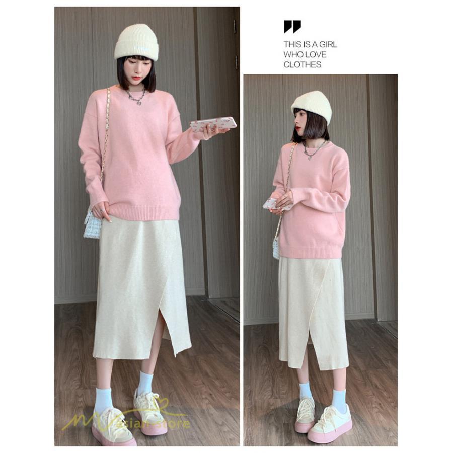 スカート | レディース マタニティウェア ロング丈 秋 冬 2022新作 妊婦服 裾口スリット 体型カバー ママ 産前 産後 ウエスト調整 マタニティきれいめ