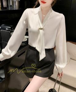 シャツ・ブラウス | ブラウス レディース きれいめ 40代 春秋 上品 無地 ブラウス 長袖 ゆったり オシャレ 韓国風 通勤 着痩せ 50代 フェミニン エレガント 大人 30代 リボン付き