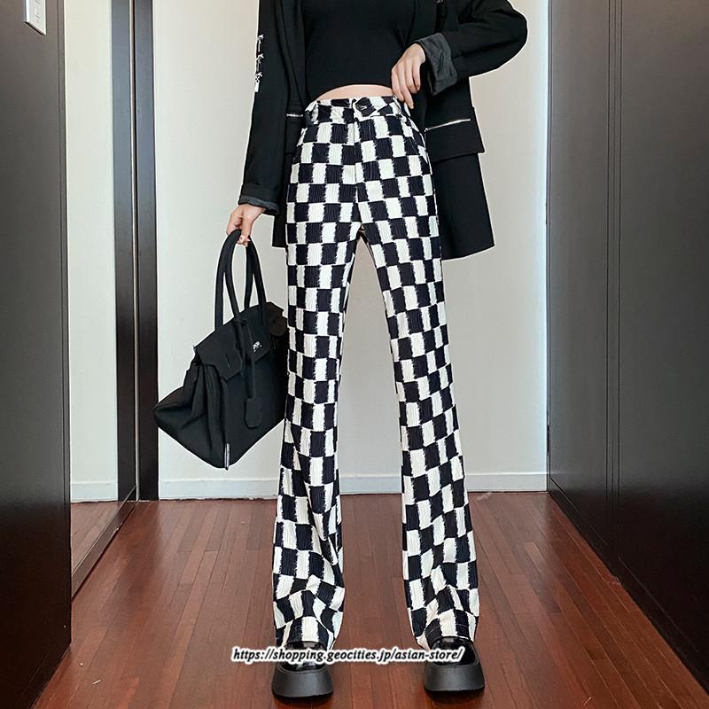 チノ・テーパード・ジョガー・スキニーパン | パンツ レディース フレアパンツ ロングパンツ チェック柄 カジュアル ハイウエスト ワイドパンツ トレンド かわいい おしゃれ 楽ちん お出かけ 送料無料 デート