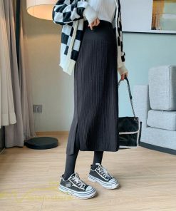 スカート | ニットマタニティウェア レディース 秋冬 コーデ 裾口スリット 妊婦服 産前産後 ハイウエスト マタニティスカート 大きいサイズ ゆったり ウエスト調整