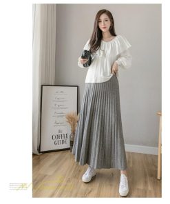 スカート | マタニティプリーツ レディース 秋 冬 コーデ Aライン 可愛い 妊婦服 産前 産後 ウエスト調整 上品 マタニティウェア ロング丈 体型カバー