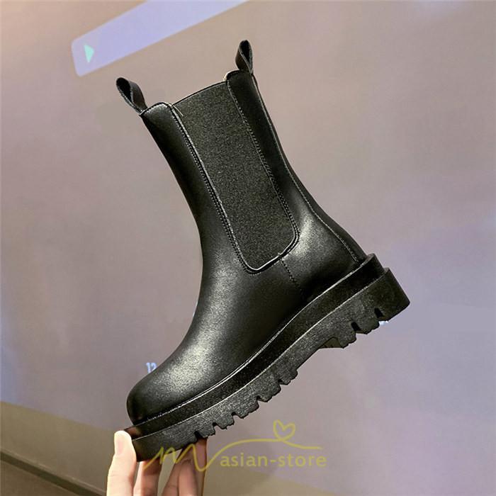 ミドルブーツ | ブーツ レディース グランドトゥ サイドゴア 裏起毛 痛くない 履きやすい 柔らかい 滑らない 通勤 通学 オフィス 美脚 2022新作 OL アウトドア