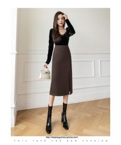 スカート | ロング 秋 秋服 レディース ボトムス ロングミモレタイト冬 スリット 無地 可愛い 着痩せ カジュアル キレイめ 韓国風