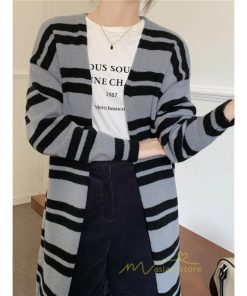 カーディガン | ロングニット2022秋冬 レディース アウター ボーダー 羽織り 長袖 ニット ニットカーデ セーター 大人 通学通勤 20代40代