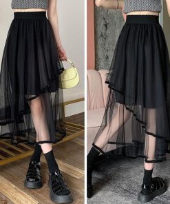 フレアスカート | チュールスカート アシンメトリー 韓国風