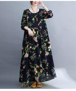 マキシ | 長袖ワンピース 秋物 レディース ロングワンピース 花柄 夏 30代40代 大人 秋ワンピース 新作 ワンピース Aラインワンピ ゆったり 旅行 広い裾 可愛い 揺れる