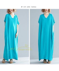 ミディアム | ワンピース マキシワンピース レディース ワンピ ロングワンピース ロングワンピ ロング マキシ 半袖 Vネック 体型カバー 2022夏物 カジュアル 20代30代40代50代