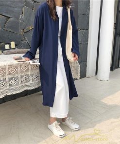 シャツワンピース | 長袖ワンピース 羽織り ワンピース ライトジャケット 膝下丈 無地 カワイイ ロングシャツ ゆったり カジュアルシャツ 20代30代 体型カバー