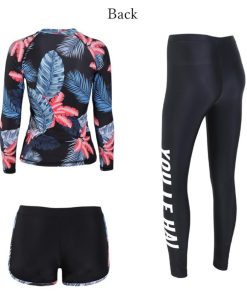 ビキニ | 長袖 タンキニ水着 スイミング フィットネス 水着 ラッシュガード 3点セット レディース パッド入り 体型カバー