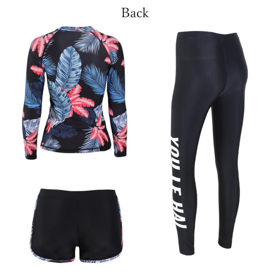 ビキニ | 長袖 タンキニ水着 スイミング フィットネス 水着 ラッシュガード 3点セット レディース パッド入り 体型カバー