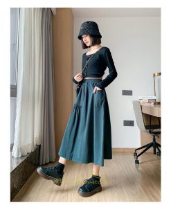 スカート | フレアロング レディース ボトムス ロングAライン ミモレ丈 かっこいい ハイウエスト オシャレ キレイめ 着痩せ