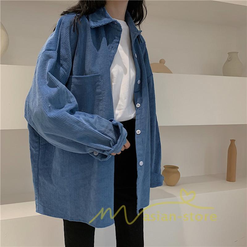在庫ある | シャツ レディース ロングシャツ 秋服 長袖 トップス コーデュロ イシャツ 羽織り カーディガン 2 Way 20代30代40代 ゆったり 大きめ 通学通勤 体型カバー