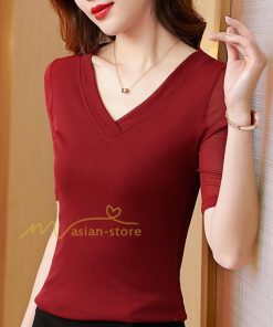 tシャツ・カットソー | Tシャツ レディース カジュアル Vネック おしゃれ 女性用 シンプル 無地 20代30代40代50代 カシュクール インナー フェミニン 上品 お出かけ 着痩せ カジュアル