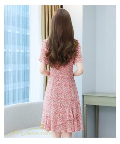 ミディアム | ワンピース レディース 小花柄 きれいめ 半袖 Aラインワンピース 着痩せ 日常感 Vネック 大きいサイズ 30代 サマーワンピース 上品 40代 大人 膝丈