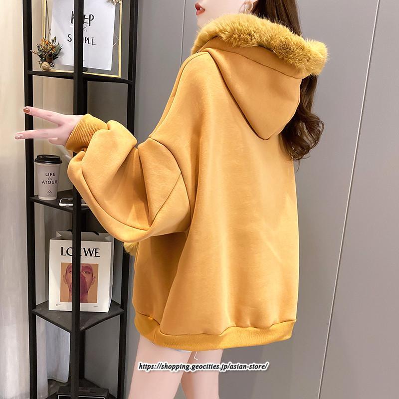 パーカー | レディース 裏ボア 裏起毛 防寒 フード付き スウェット トップス 秋 冬 あったか ゆったり 韓国風 カジュアル 体型カバー 暖かい 安い
