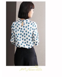 シャツ・ブラウス | ブラウス レディース シャツ トップス リボン 長袖 シフォン オフィス ドット柄 おしゃれ 高級感 ゆったり 日常 体型カバー デート 外出 通勤 着痩せ