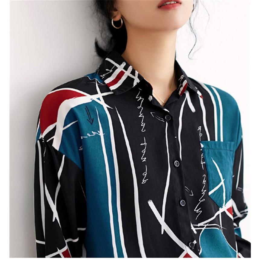 シャツ・ブラウス | シャツ ブラウスシャツ レディース トップス 長袖 ポロネックシャツ ブラウス シャツブラウス 春 夏 秋 レトロ カジュアル シャツ リゾート 幾何学模様