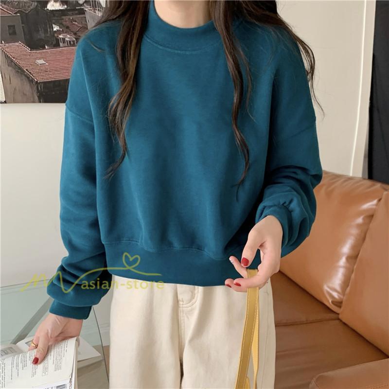 パーカー | 長袖トレーナー レディース トップス 無地 可愛い トレーナー 新作 長袖 スウェット モックネック ハイネック 秋冬 お出かけ コーデ カジュアル ゆったり