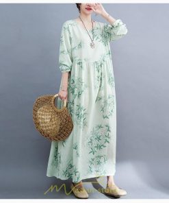 マキシ | ワンピース 大きいサイズ レディース マキシワンピ 緑 花柄 ぽっちゃり 長袖 サイドポケット かわいい きれいめ カジュアル 体型カバー 細見え 美シルエット