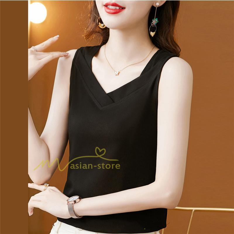 キャミソール タンクトップ | トップス タンクトップ レディース ノースリーブ Vネック Vネックタンク コットン 20代30代40代50代 ママ 母 快適 お出かけ カシュクール インナー カジュアル
