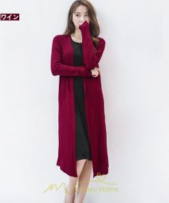 カーディガン | 春物 レディース 無地 カットソー ライトアウター ロング羽織り スリム グレー フェミニン 長袖 柔らか 女の子 20代30代