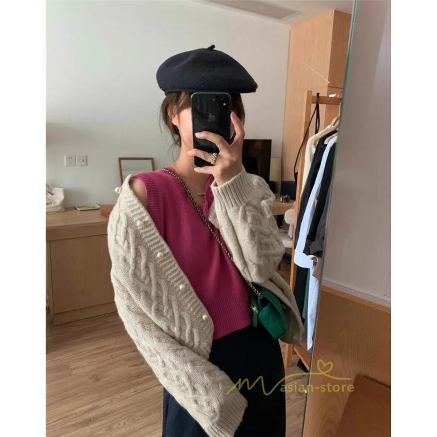 カーディガン | ニットショート丈 アウター レディース 羽織り 無地 長袖 ライトアウター セーター 秋冬 ニット 可愛い 20代30代 通学通勤