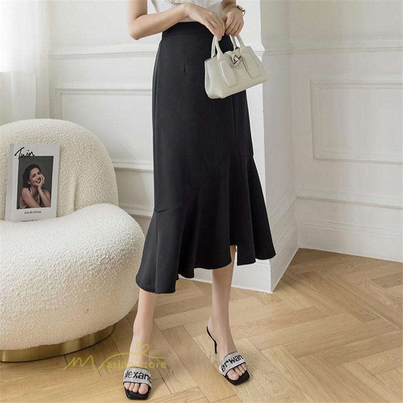 スカート | マーメイドボトムス レディース きれいめ 春 夏 無地 オフィス おしゃれ ミモレ丈 フォーマル 通勤 韓国風 ハイウエスト スリット エレガント 40代