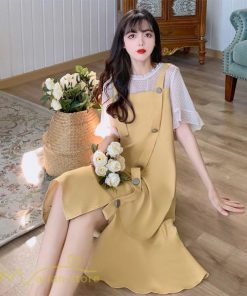 ミディアム | ワンピース レディース 重ね着風 夏物 半袖 フレア シンプル かわいい 20代 30代 大きいサイズ 夏 ゆったり 膝丈 体型カバー カジュアルワンピース おしゃれ