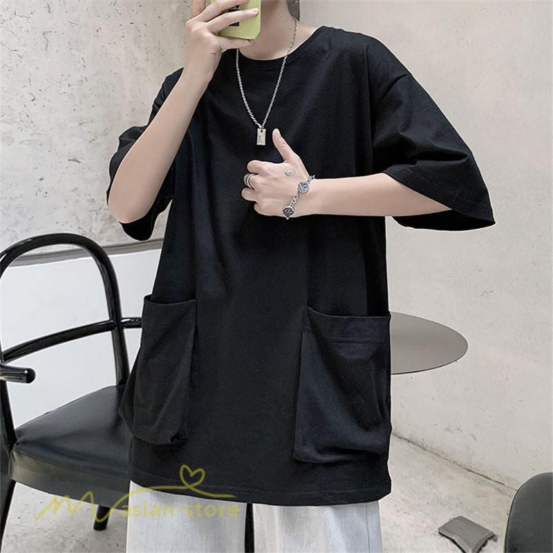 Tシャツ | メンズ 無地 カットソー 半袖 クルーネック カジュアル ポケット 半袖大きいサイズ 着回し 夏新作 サマー ルームウェア ゆったり トップス