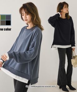 パーカー | スウエット トレーナー レディース トップス シャツ カジュアル 可愛い 春大活躍 レイヤードスタイル 長袖 大人 ボタンなし ゆったり 秋冬 防寒対策 送料無料