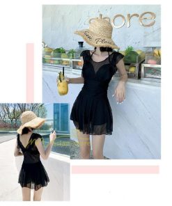 水着 | レディース ワンピース 20代 30代 40代 体型カバー ぽっちゃり 露出控えめ 黒 セクシー キャップ付 温泉お洒落 激売れ 可愛い リゾート 冬物 夏物