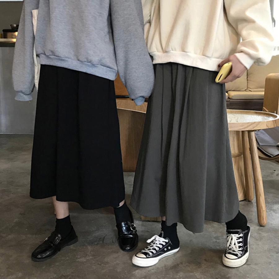 ロングスカート | Aライン フレアスカート黒