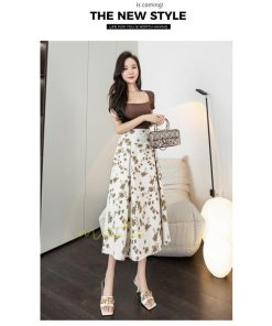 スカート | マキシロング ワイド フレア ゆったり 2トーン 春 夏 秋 冬 体系カバー Aライン フェミニン 着痩せ 20代30代40代 カジュアル デイリー 通勤通学 上品