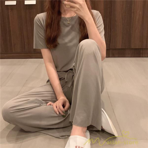 パジャマ ルームウェア | パジャマ レディース 夏 半袖 ルームウェア 涼しい 部屋着 ナイトウェア 寝間着 上下セット 薄手パジャマ 柔らかく軽い薄手の快適Tシャツパジャマ 部屋着
