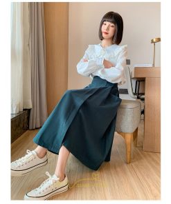 スカート | 綿秋 Aラインロングレディース 秋物 ボトムス 秋服 無地 体型カバー 30代通学通勤 おしゃれ感 大人 40代50代