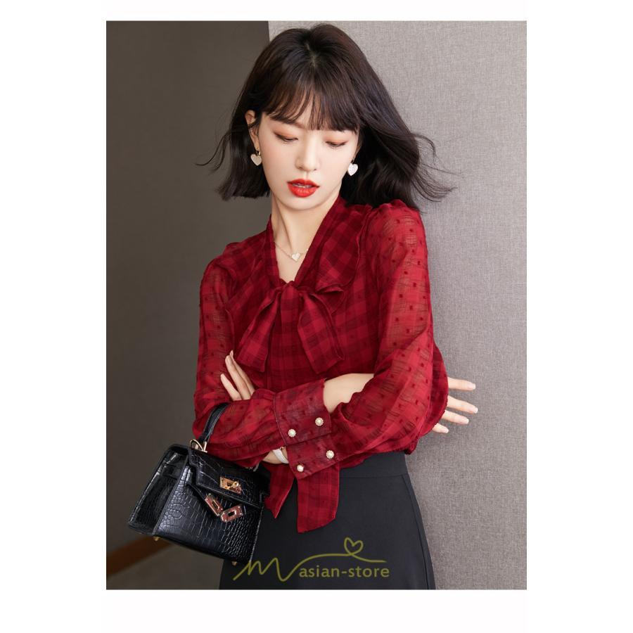 シャツ・ブラウス | シャツ ブラウス 春 秋 冬 シフォン 長袖 レディース フォーマル 通勤 OL オフィス ビジネス カジュアル リボン 綺麗 可愛い おしゃれ 高級感 キレイめ